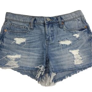 Blank NYC Denim Shorts Women's 24 Distressed Button Fly Cut Off Ripped Festival